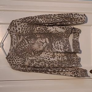 grey leopard high-low sweatshirt